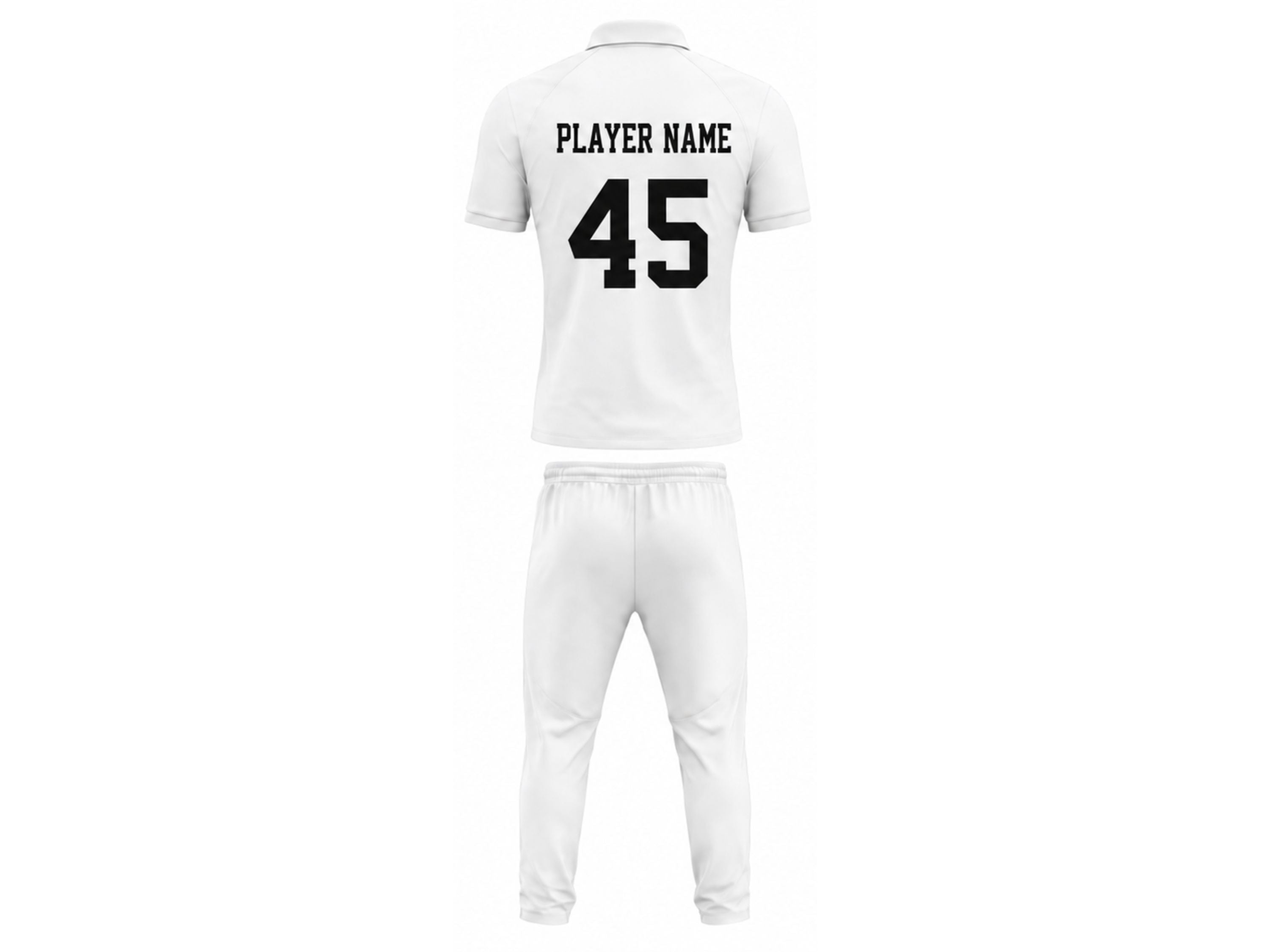 Custom Cricket White Uniform Set –  Shirt & Trouser with number and player name