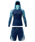 Custom Fishing Uniform – Blue & Aqua Hoodie Set, Wholesale, Low MOQ, Bulk Sportswear