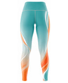 Custom Dance Team Leggings | Wholesale Dance Studio Performance Tights | Teal Orange White | Apparels Bridge