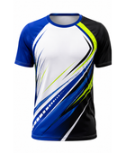 Custom Badminton Jersey – White/Blue/Black Team Shirt, Wholesale, Low MOQ, Bulk Sportswear