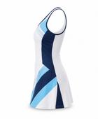 Custom White Tennis Dress – Navy Blue Sleeveless Team Dress