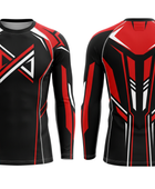 Custom MMA Rash Guard Full Sleeve – Black Red Fight Teamwear for Wholesale Buyers