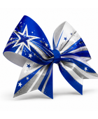 Custom Blue White Cheer Bow Wholesale Cheerleading Hair Bow for Teams