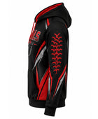 Custom Black Red Softball Hoodie – Wholesale Team Pullover Hoodie for Clubs