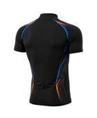 Custom Short Sleeve Compression Shirt | Wholesale Training and Lifestyle Base Layer | Black Orange Blue | Apparels Bridge