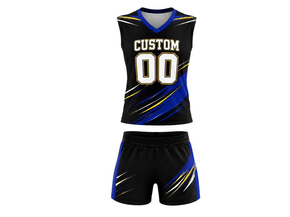 Custom Black Girls Flag Football Uniform – Sleeveless Jersey & Shorts Set front design preview
