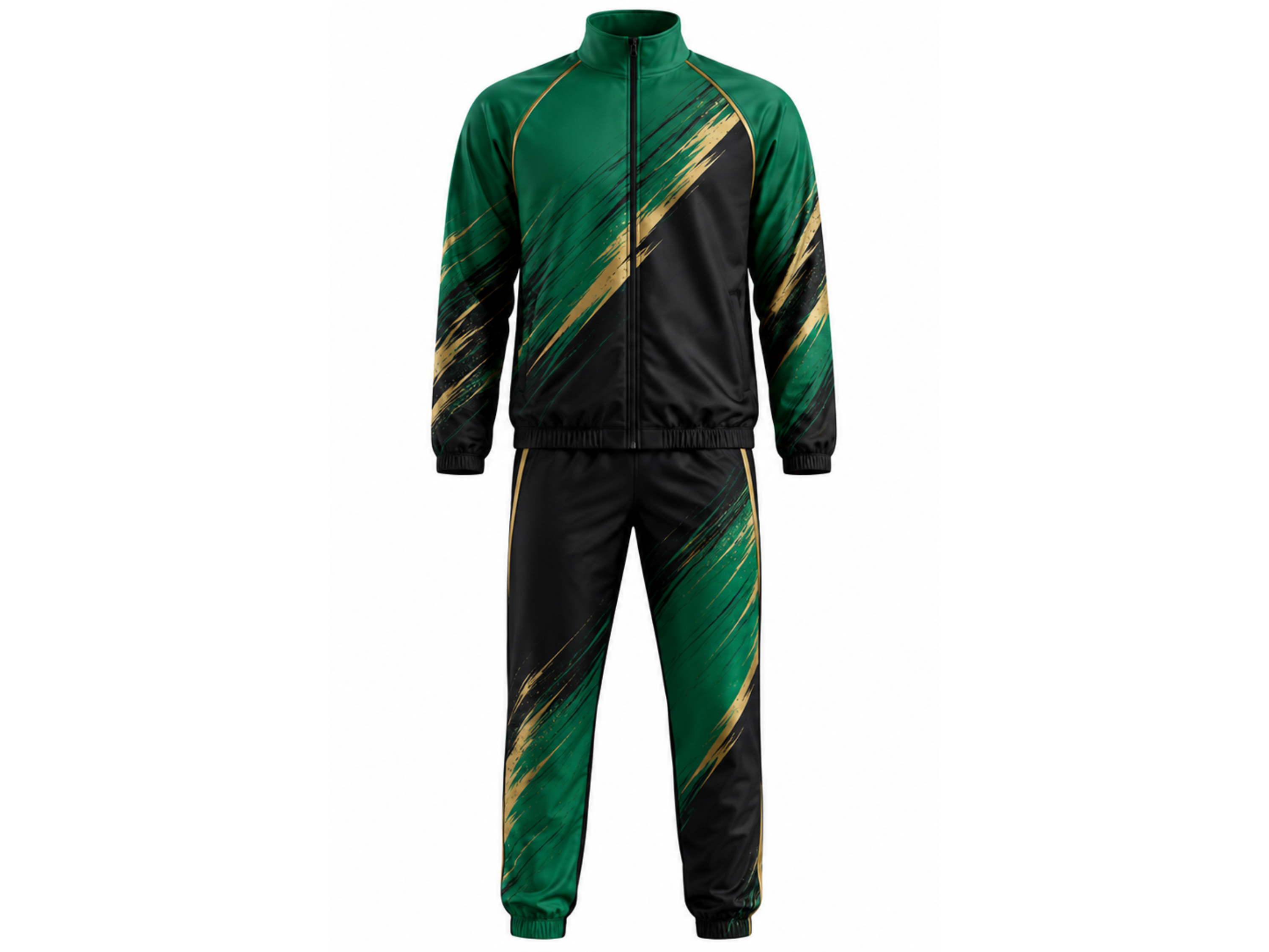 Custom Wrestling Warm-Up Set Wholesale Wrestling Team Jacket and Pants Green Black Gold | Apparels Bridge