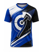 Sublimated Axe Throwing Jersey – Blue Black Custom Tournament Shirt