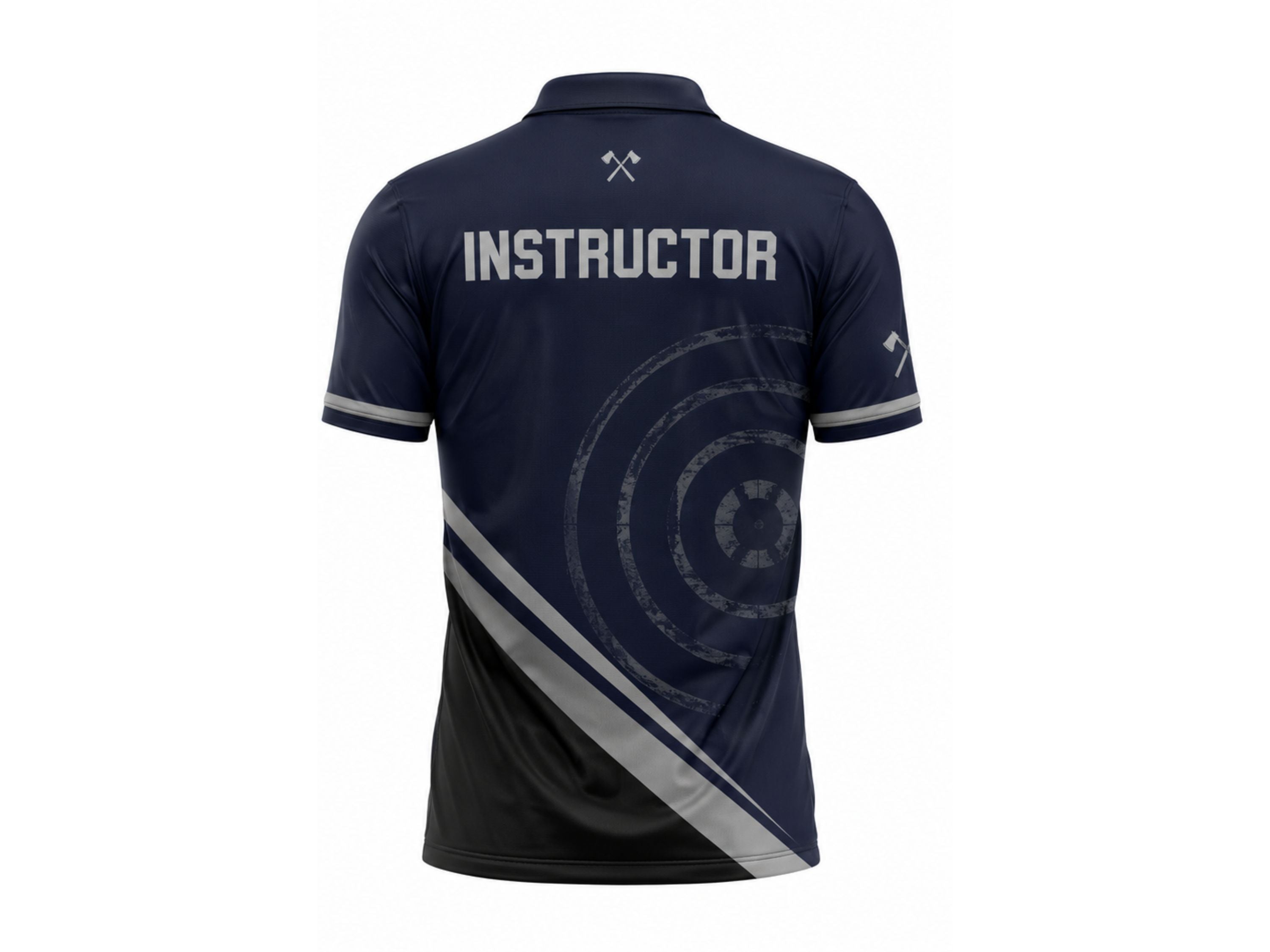 Custom Axe Throwing Instructor Polo – Navy Grey Venue Staff Shirt