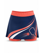 Custom Pickleball Skort | Wholesale Pickleball Team Skirt | Navy Coral White | Apparels Bridge