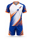 White, Blue & Orange Archery Uniform – Bulk Team Jersey & Shorts, Low MOQ, Wholesale Performance Set