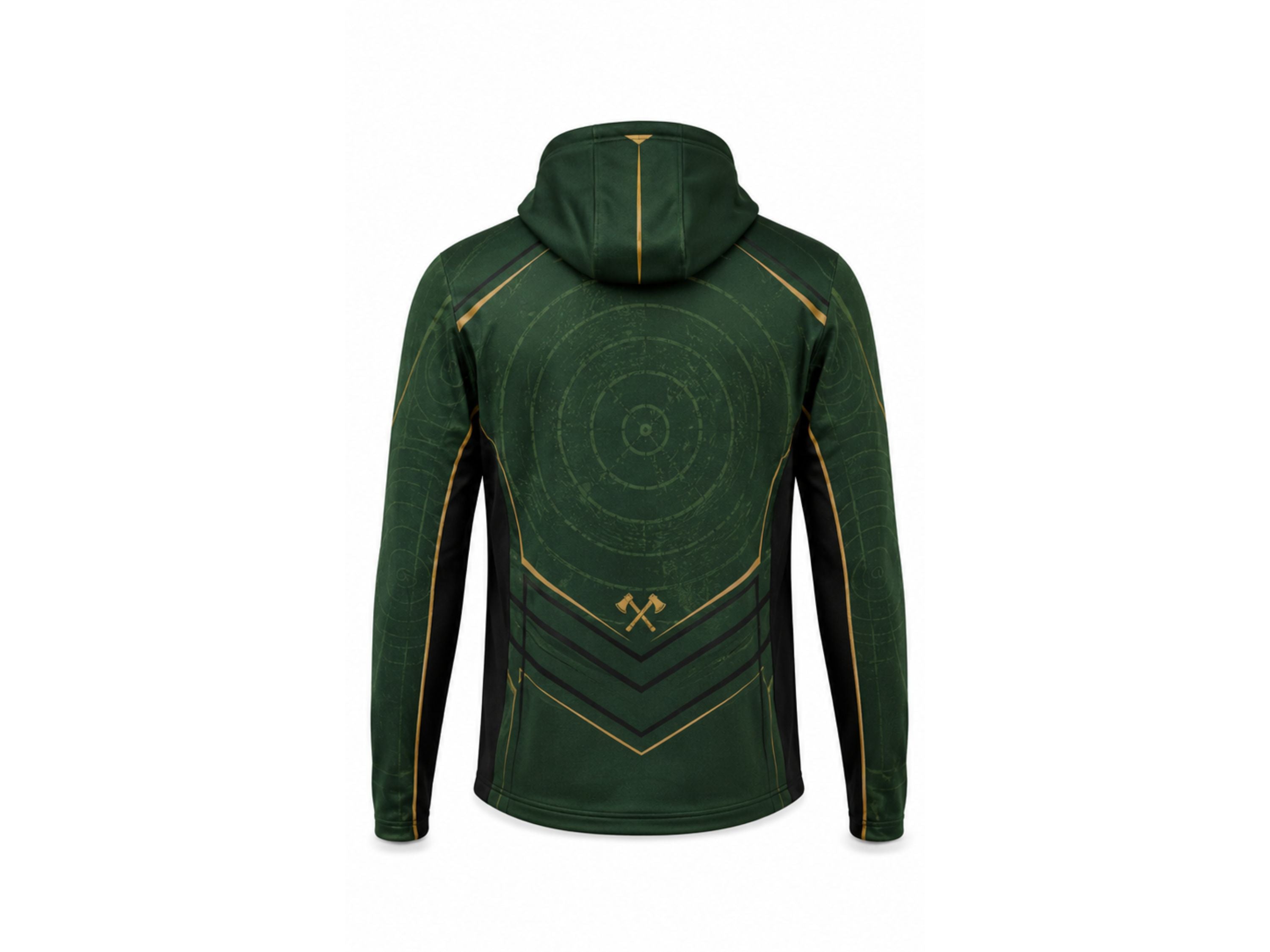 Custom Forest Green Sublimated Axe Throwing Full-Zip Hoodie – Venue Teamwear
