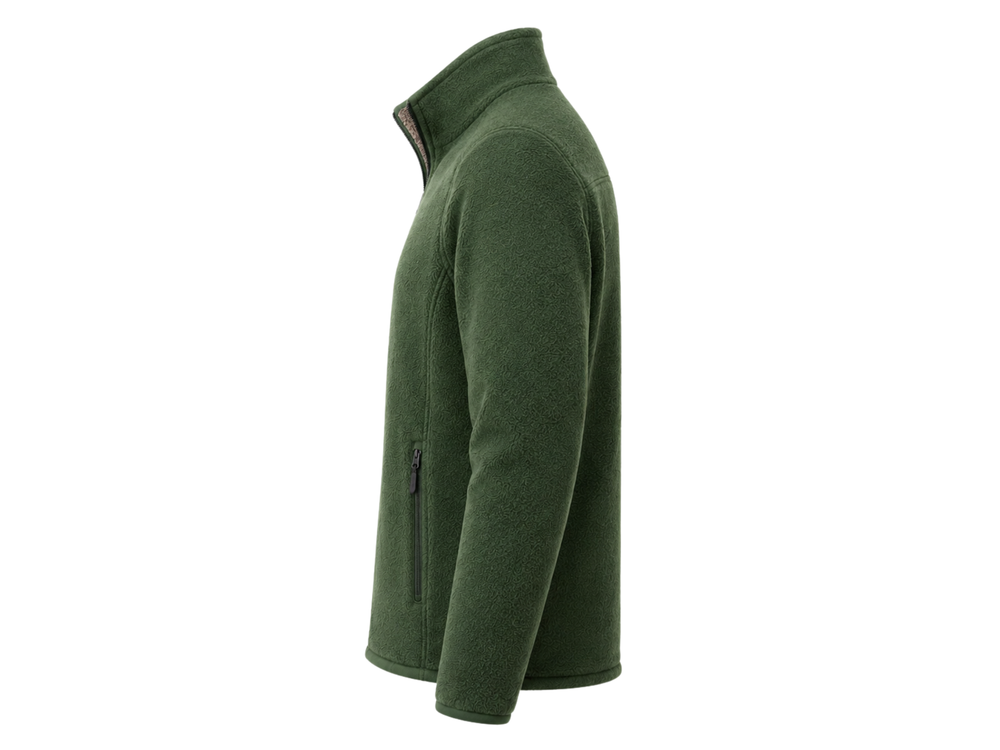 Fleece Hunting Jacket – Solid Green | B2B Low MOQ front design preview