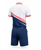 White & Navy Golf Uniform – Wholesale Short-Sleeve Polo & Shorts, Customizable, Low MOQ, Fast Mockup
