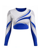Custom Long Sleeve Team Jersey Crop Top – Blue White Performance Teamwear for Wholesale Buyers