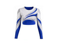 Custom Long Sleeve Team Jersey Crop Top – Blue White Performance Teamwear for Wholesale Buyers