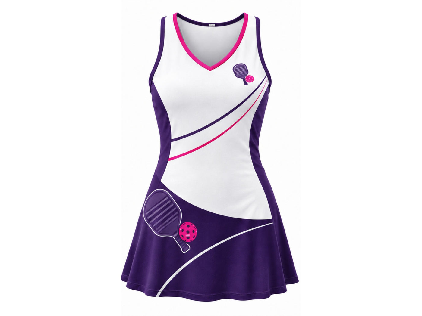Custom Women's Pickleball Dress | Wholesale Pickleball Team Uniform Dress | White Purple Pink | Apparels Bridge