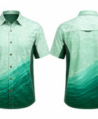 Custom Fishing Jersey – Green Gradient Button-Up, Wholesale, Low MOQ, Bulk Sportswear