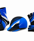 Custom Cycling Socks Helmet and Gloves Set | Wholesale Cycling Team Accessory Bundle | Black Blue White | Apparels Bridge