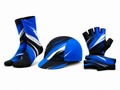 Custom Cycling Socks Helmet and Gloves Set | Wholesale Cycling Team Accessory Bundle | Black Blue White | Apparels Bridge