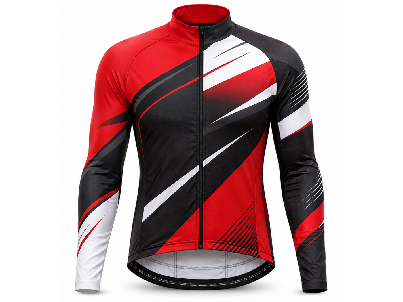 Custom Cycling Jacket | Wholesale Cycling Team Jacket | Black Red White | Apparels Bridge