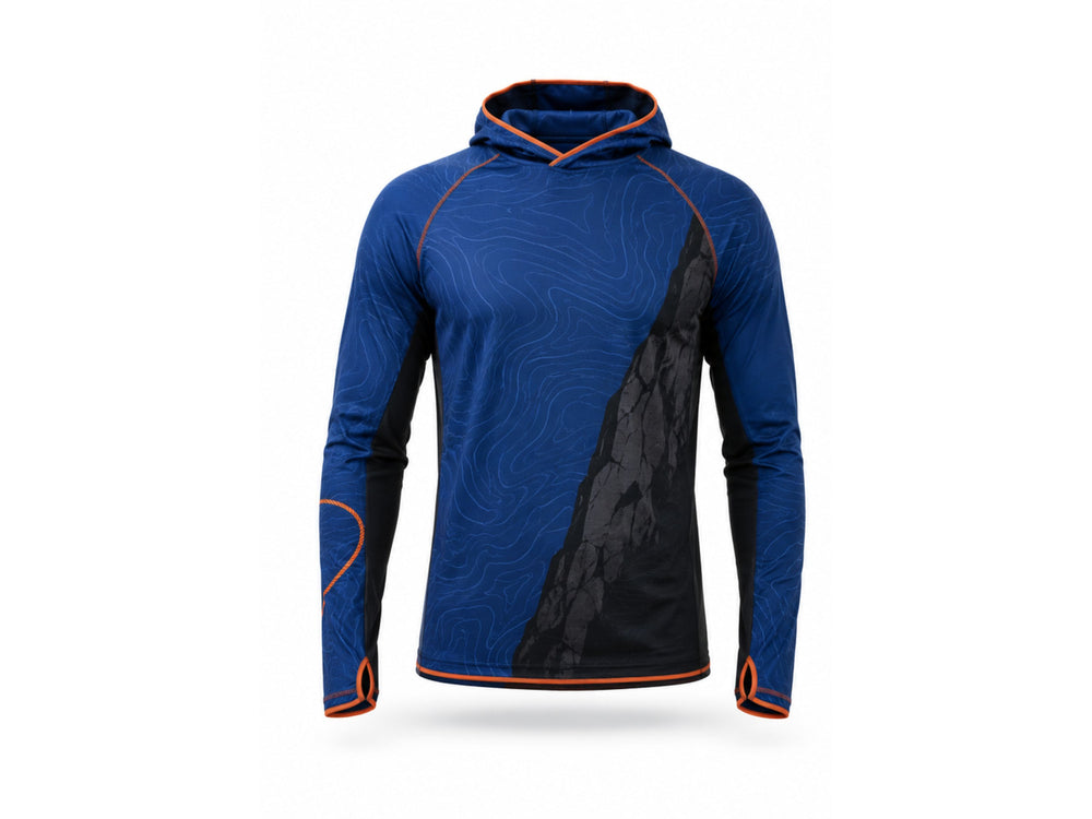 Custom Blue Charcoal Climbing Gym Pullover Hoodie B2B Wholesale Clubwear front design preview