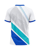 Custom White Blue Climbing Competition Team Shirt | Wholesale Teamwear