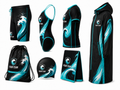 Custom Full Swim Team Package Black Teal Wholesale Swim Kit