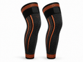 Custom Powerlifting Knee Sleeves | Wholesale Long Knee Compression Sleeves | Black Orange | Apparels Bridge