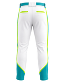 Custom White Teal Lime Baseball Pants | Wholesale Team Uniform Pants for Bulk Orders