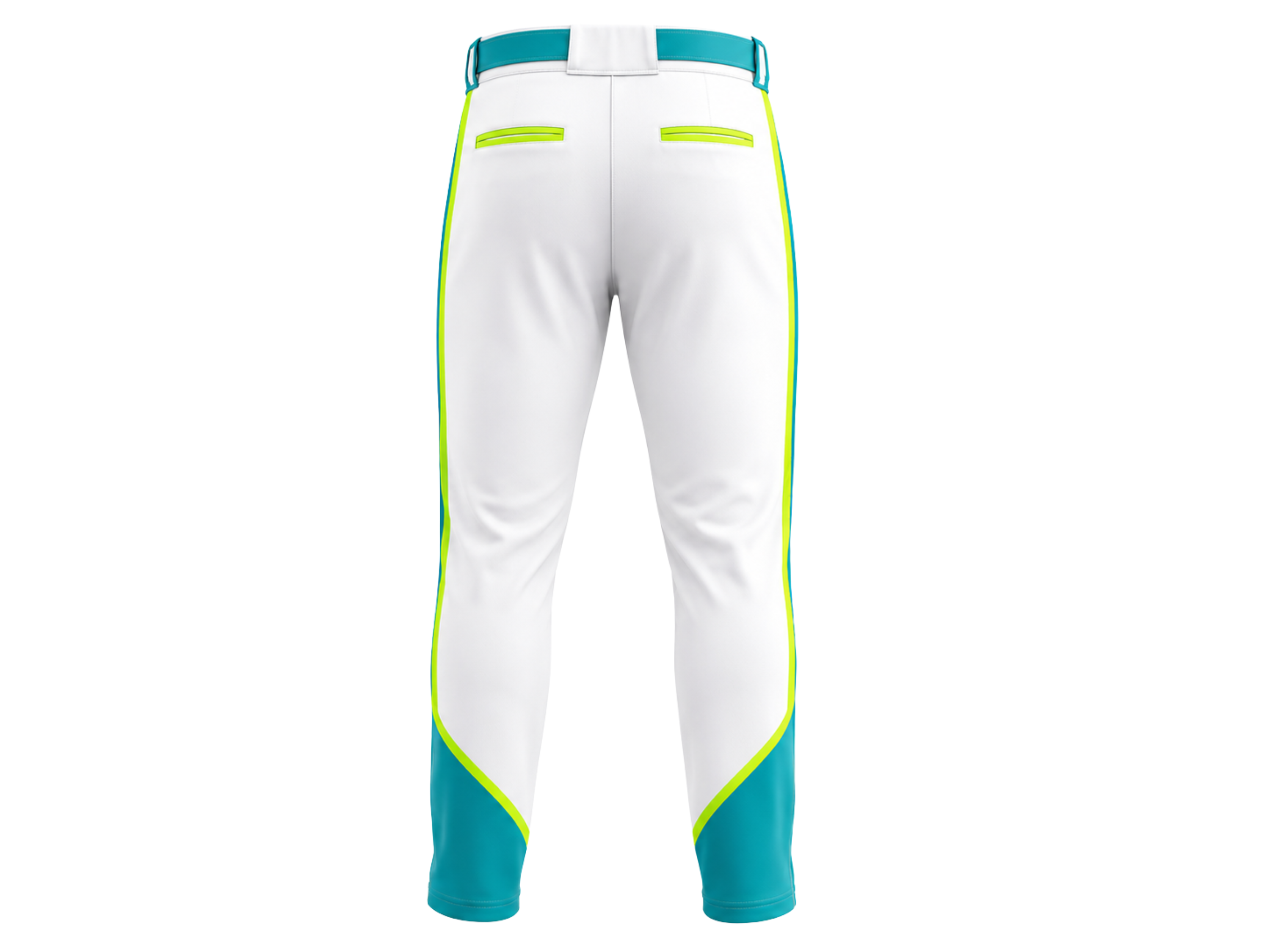 Custom White Teal Lime Baseball Pants | Wholesale Team Uniform Pants for Bulk Orders