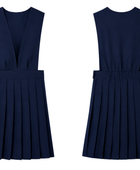 School V-Neck Pleated Jumper Navy Blue | B2B Low MOQ Wholesale Manufacturer