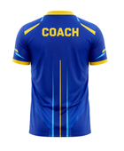 Custom Blue Yellow Soccer Coach Shirt | Wholesale Team Staff Apparel for Bulk Orders