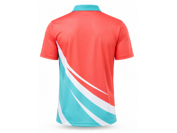 Custom Tennis Jersey – Coral & Aqua Performance Polo, Wholesale Bulk, Low MOQ, Team Uniform
