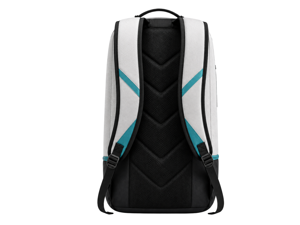 Custom White Teal Badminton Backpack Wholesale B2B Team Racket Bag front design preview