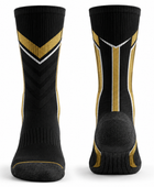 Custom Black Gold Badminton Crew Socks – Wholesale Club Teamwear