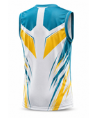 Custom Flag Football Teal, White & Yellow Jersey – Wholesale Sleeveless Team Uniform, Customizable, Low MOQ Bulk