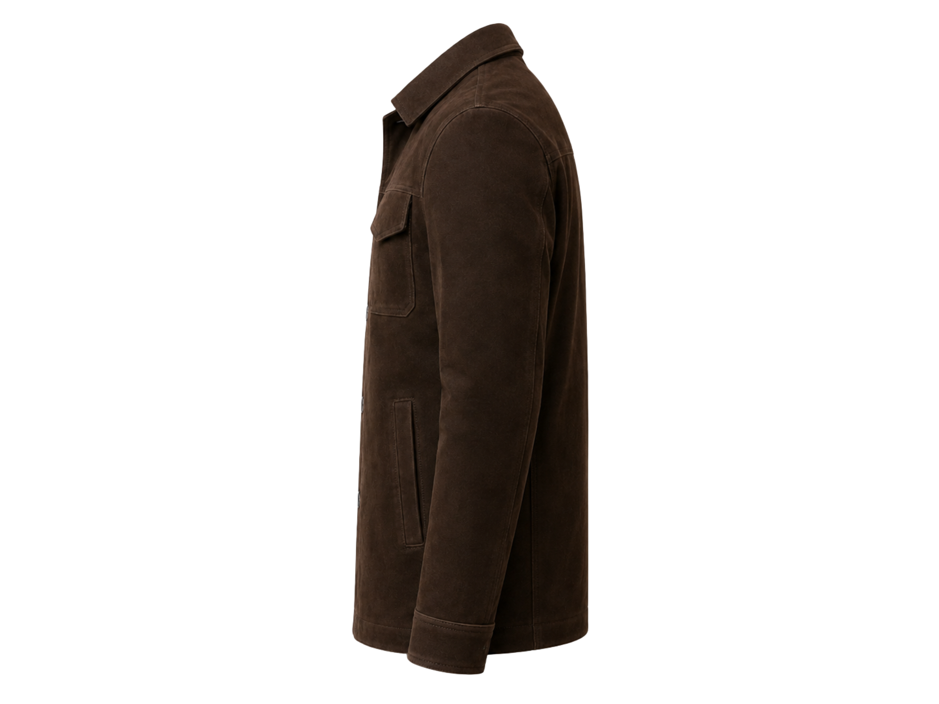 Custom Leather Dark Brown Hunting Shirt Jacket B2B