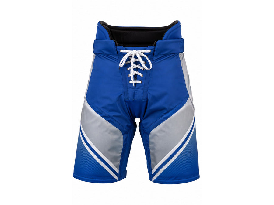 Custom Ice Hockey Pant Shell – Royal Blue Silver Sublimated Hockey Pants Shell Wholesale design preview