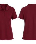 School Short Sleeve Fitted Stretch Piqué Polo Burgundy | B2B Low MOQ Wholesale