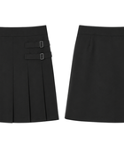 School Pleated Two-Tab Skirt Black | B2B Low MOQ Wholesale