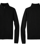 School Mock Neck Zip Front Sweater Black | B2B Low MOQ Wholesale