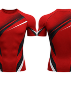 Custom Red Chase Tag Compression Shirt – Sublimated Short-Sleeve Gym Training Wear