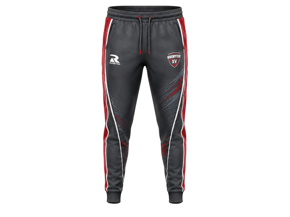 Custom Charcoal Red Rugby Sweat Pant | Wholesale Team Trousers for Bulk Orders front design preview