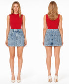 Custom Women’s Tonal-Motif Denim Mini Skirt