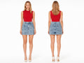 Custom Women’s Tonal-Motif Denim Mini Skirt