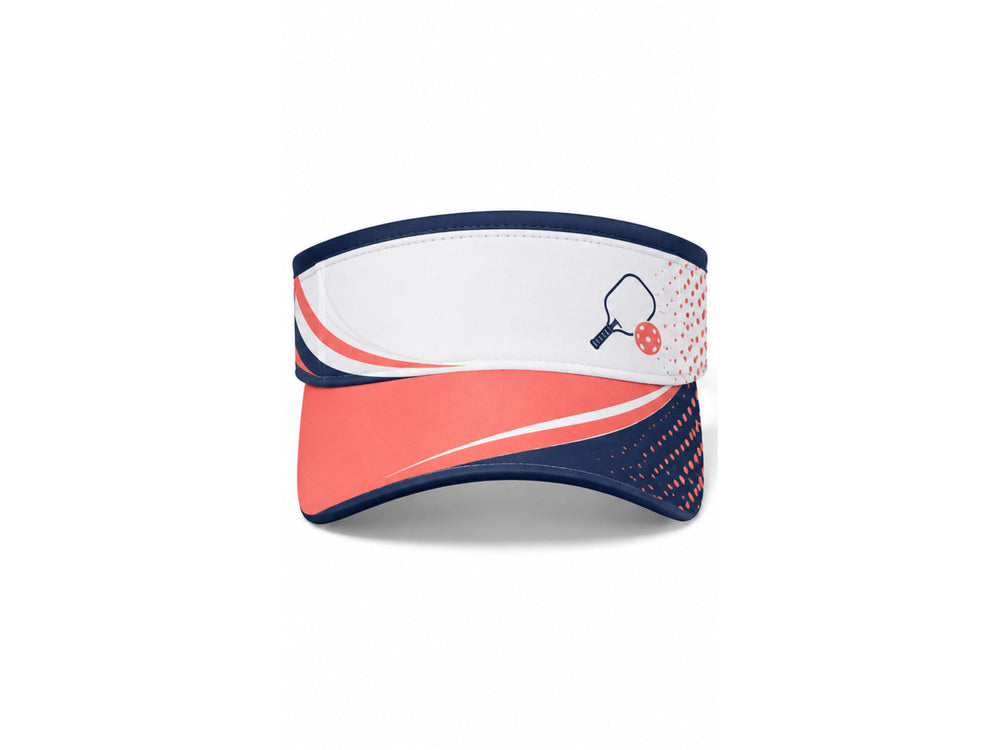 Custom Pickleball Visor | Wholesale Pickleball Team Visor | Navy Coral White | Apparels Bridge front design preview