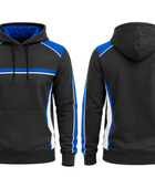 Custom Bowling Team Hoodie – Black Blue White Sublimated Pullover Teamwear