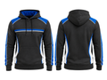 Custom Bowling Team Hoodie – Black Blue White Sublimated Pullover Teamwear