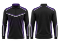 Custom Bowling Quarter-Zip Team Top – Black Purple White Sublimated Warm-Up